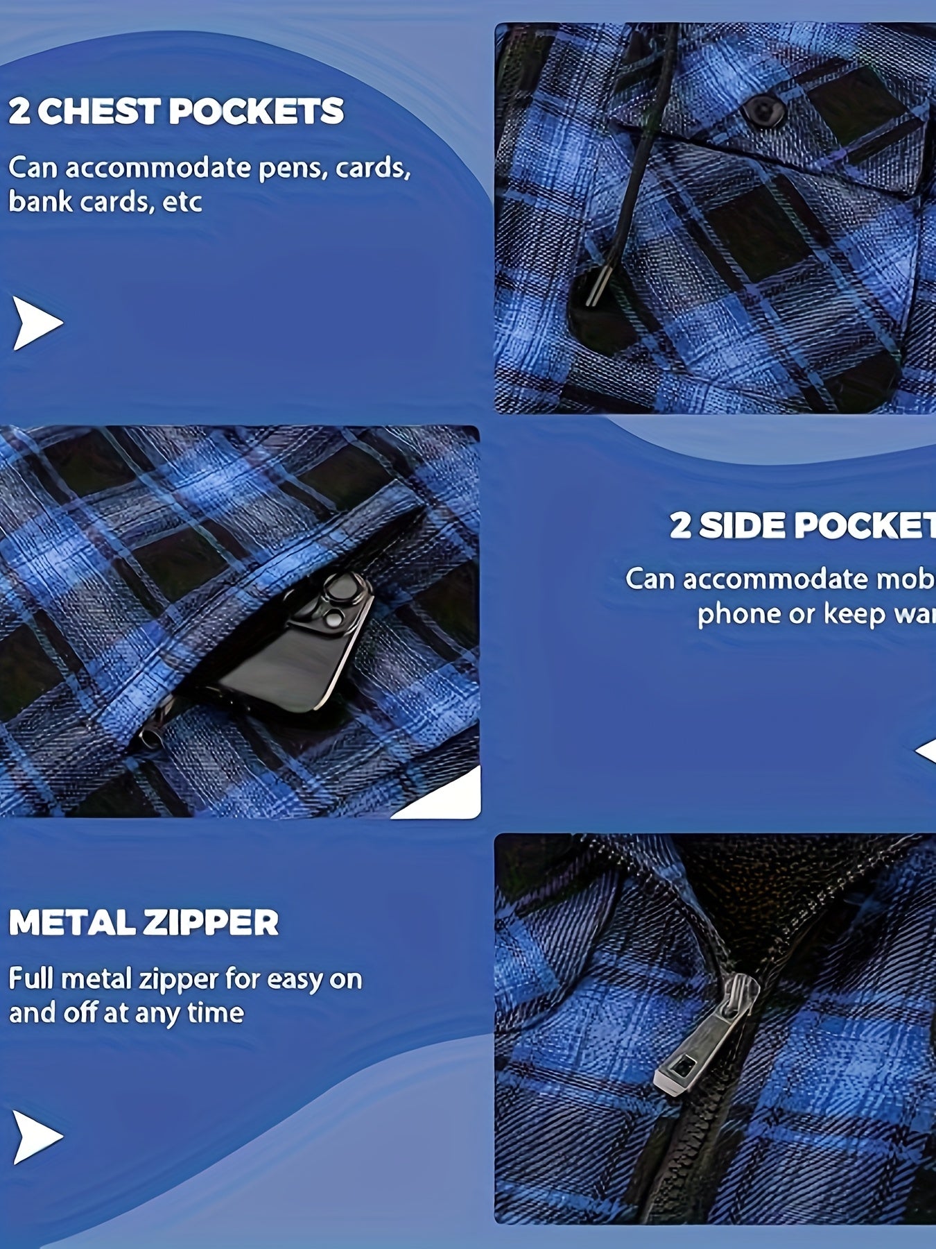 Men’s Heavyweight Plaid Hooded Winter Jacket – 2-Piece Set