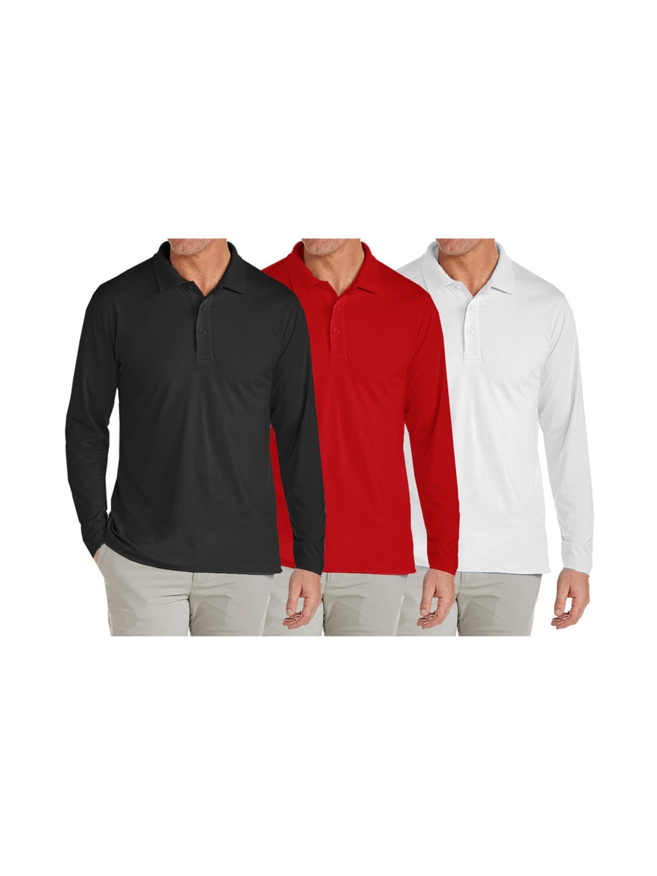 Stretch Pique Long Sleeve Polos