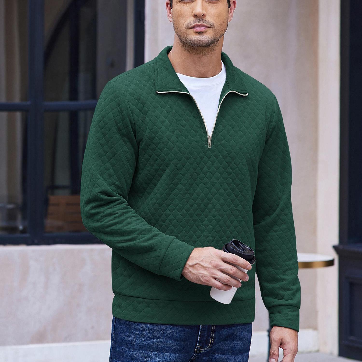 Zip Jacquard Knit Pullover