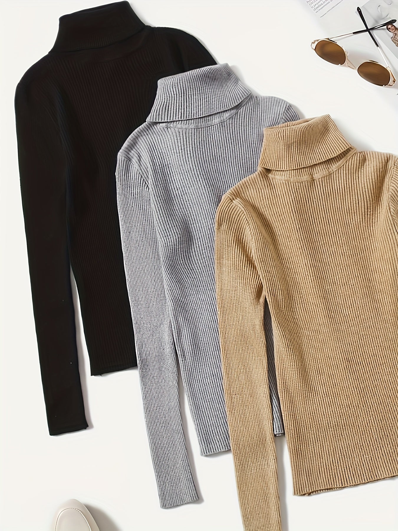 Slim Turtleneck Pullover Trio