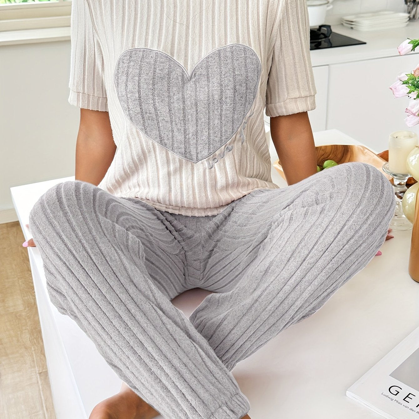Women Crew Neck Pajama Set