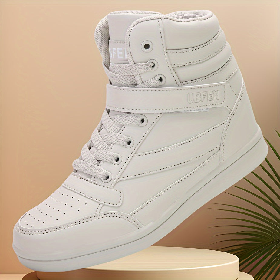 Women’s Retro High-Top Sneakers with Hidden Wedge Heel