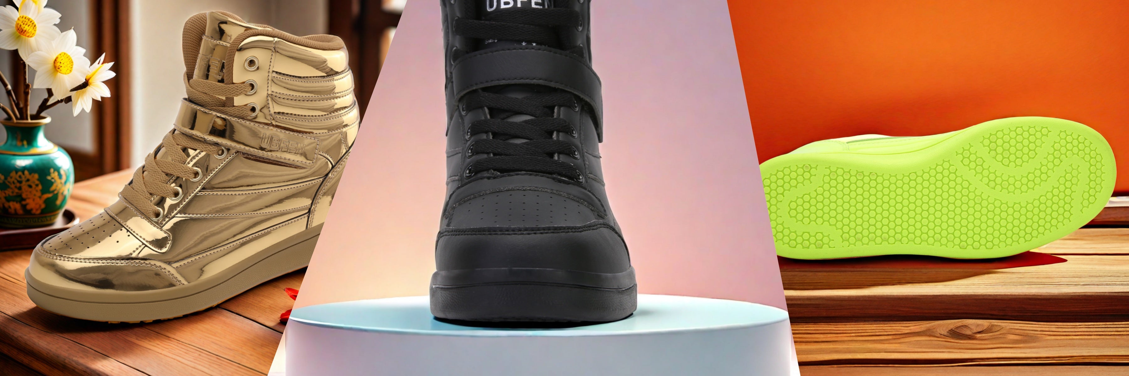 Women’s Retro High-Top Sneakers with Hidden Wedge Heel