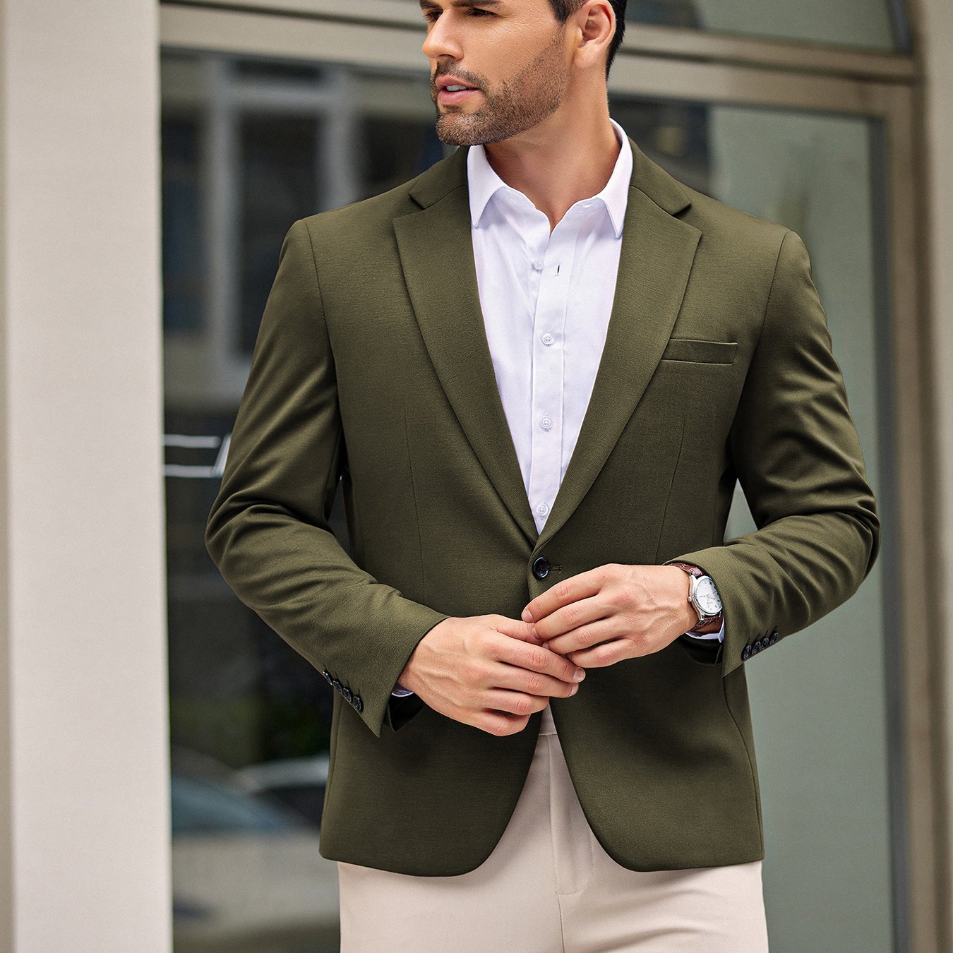 Men’s One-Button Lightweight Knit Blazer