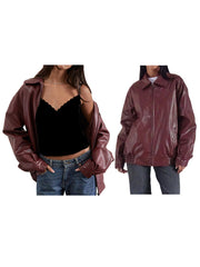Women’s Classic Faux Leather Biker Jacket