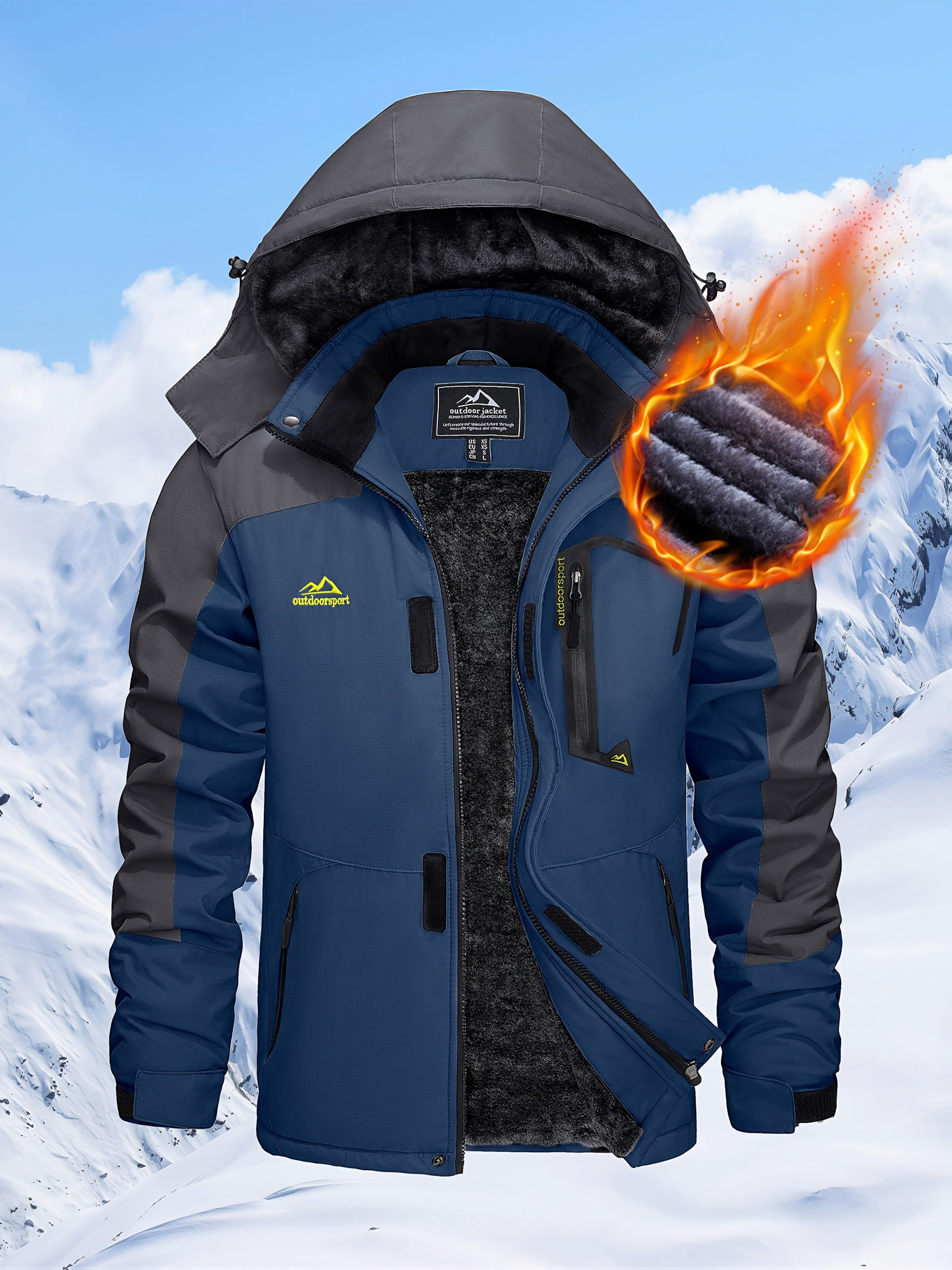 Men’s Winter Waterproof Fleece-Lined Ski Jacket