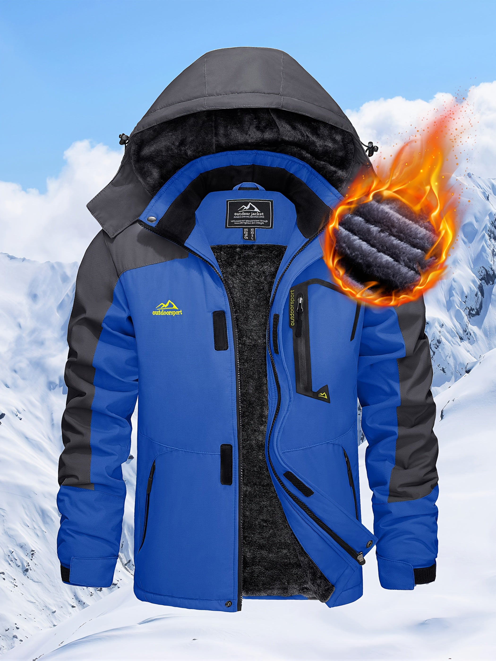 Men’s Winter Waterproof Fleece-Lined Ski Jacket