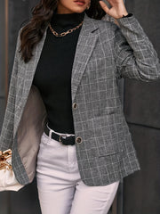 Plaid Woven Office Blazer