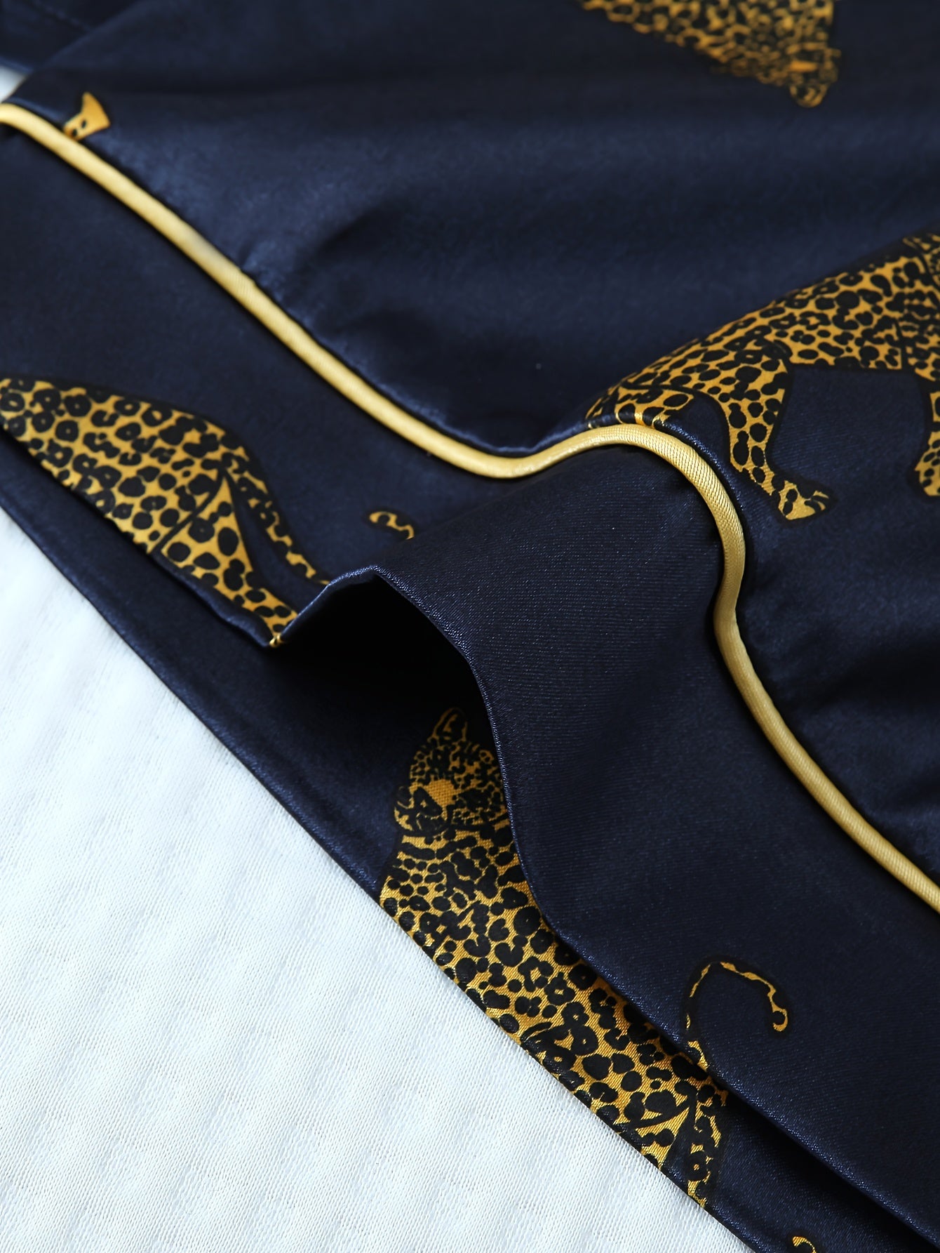 Women Leopard Satin Pajama Set