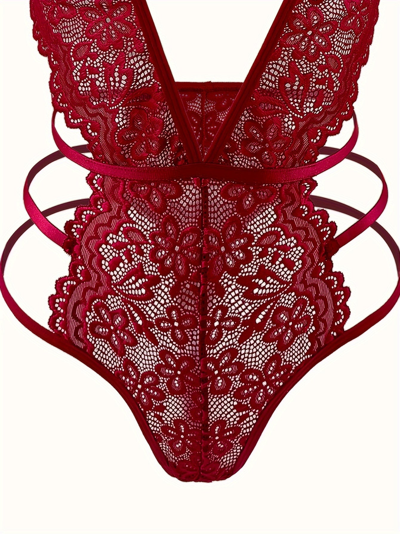 Women Floral Lace Teddy Bodysuit