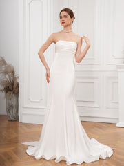 Bow Back Strapless Wedding Gown