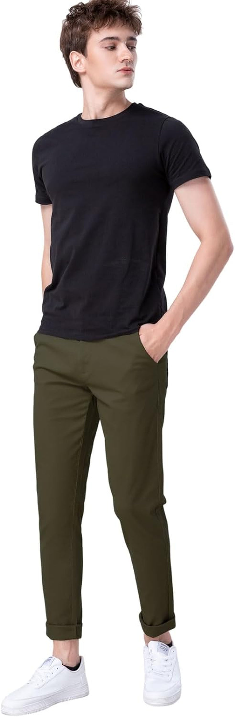 Men'S Skinny Stretchy Khaki Pants Colored Pants Slim Fit Slacks Tapered Trousers