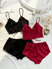 Women Satin Cami Pajama Shorts Set