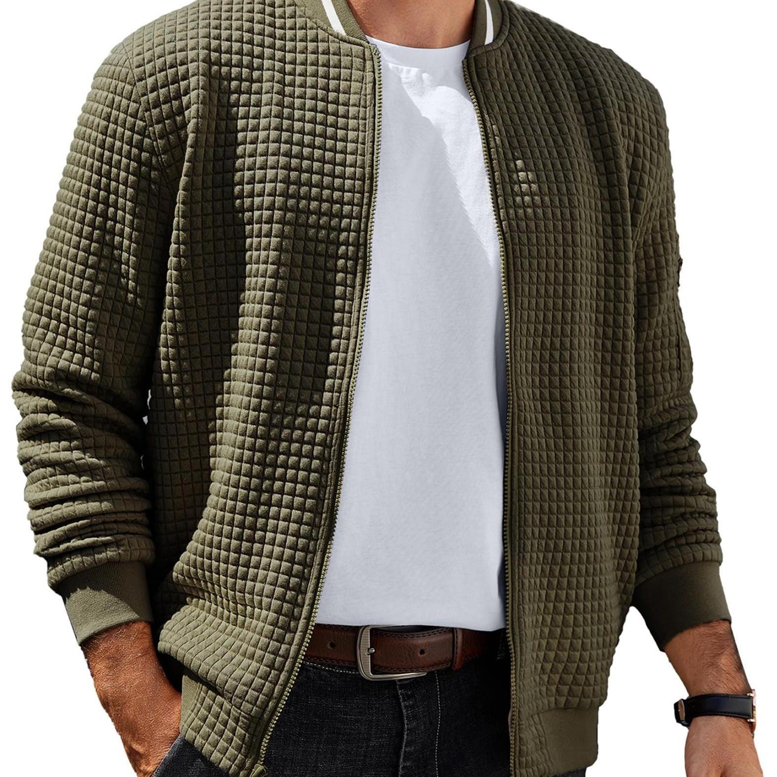 ELESOL Waffle Knit Bomber Jacket