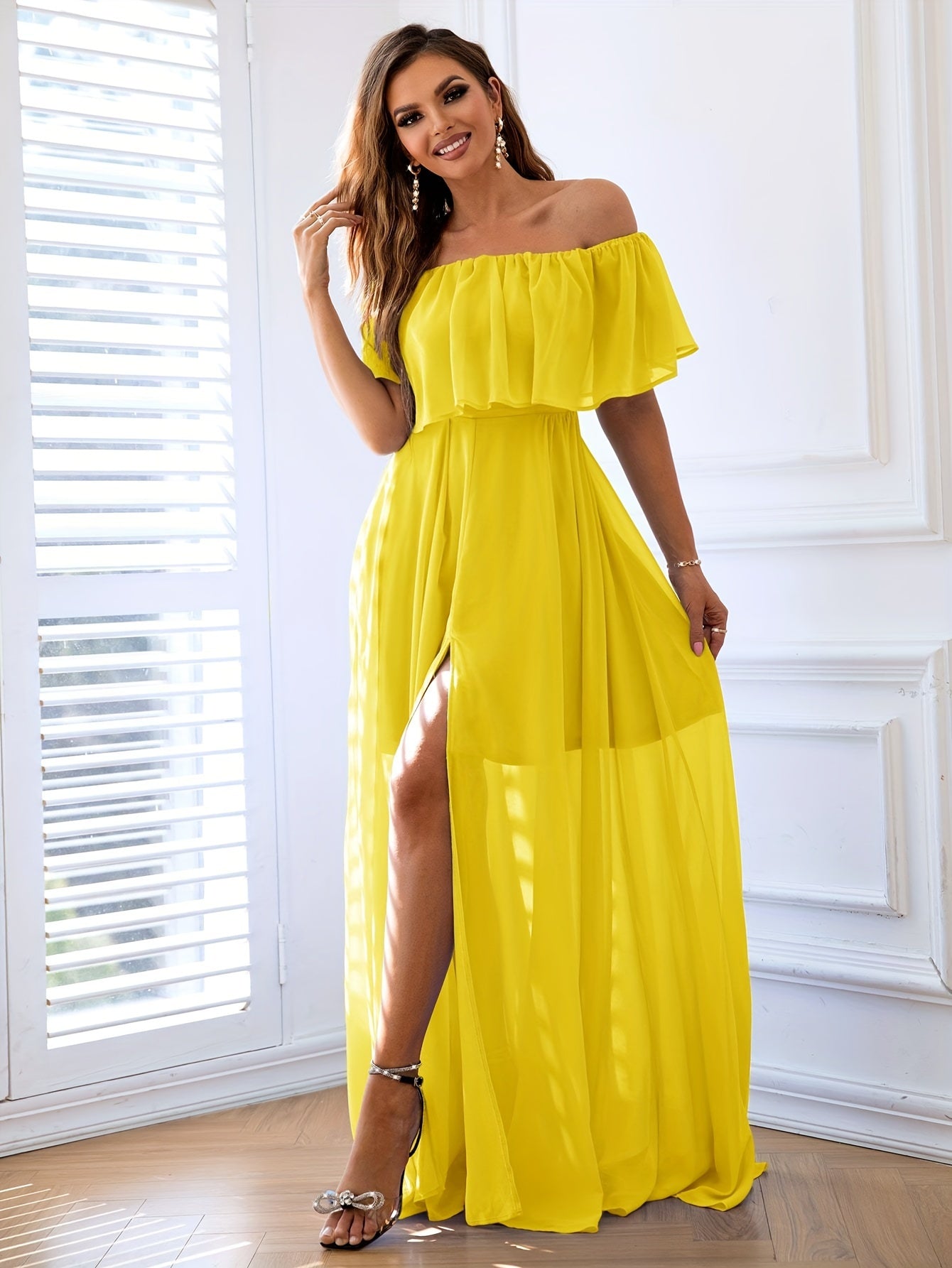 Layered Off Shoulder Bridesmaid Dress