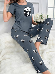 Women Panda Print Pajama Set