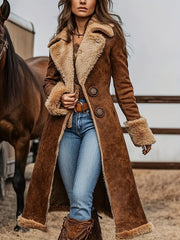 Women’s Vintage Plush Long Trench Coat