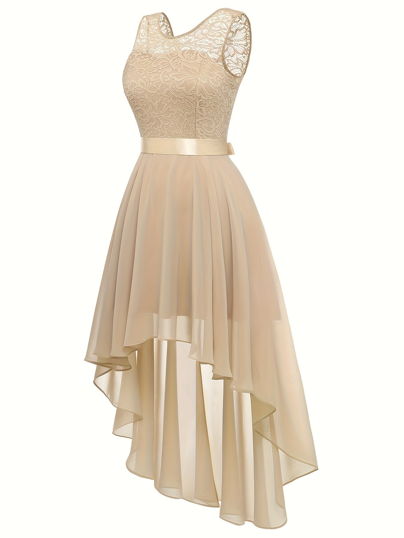 Asymmetric Lace Bow Waist Dress