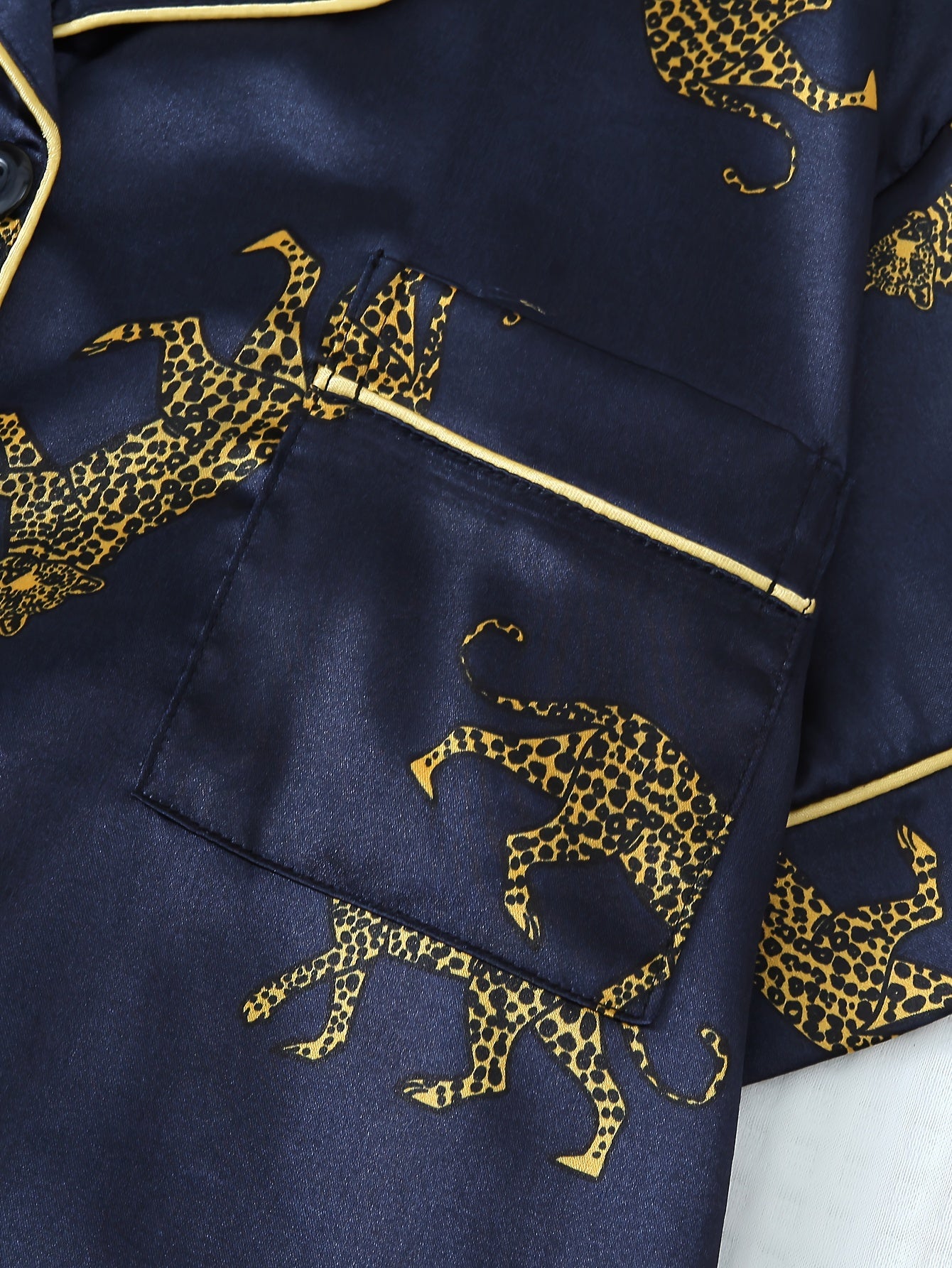 Women Leopard Satin Pajama Set