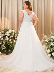 Sleeveless Lace Fit Flare Wedding