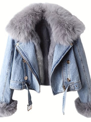 Women’s Short Faux Fur Cowboy Jacket