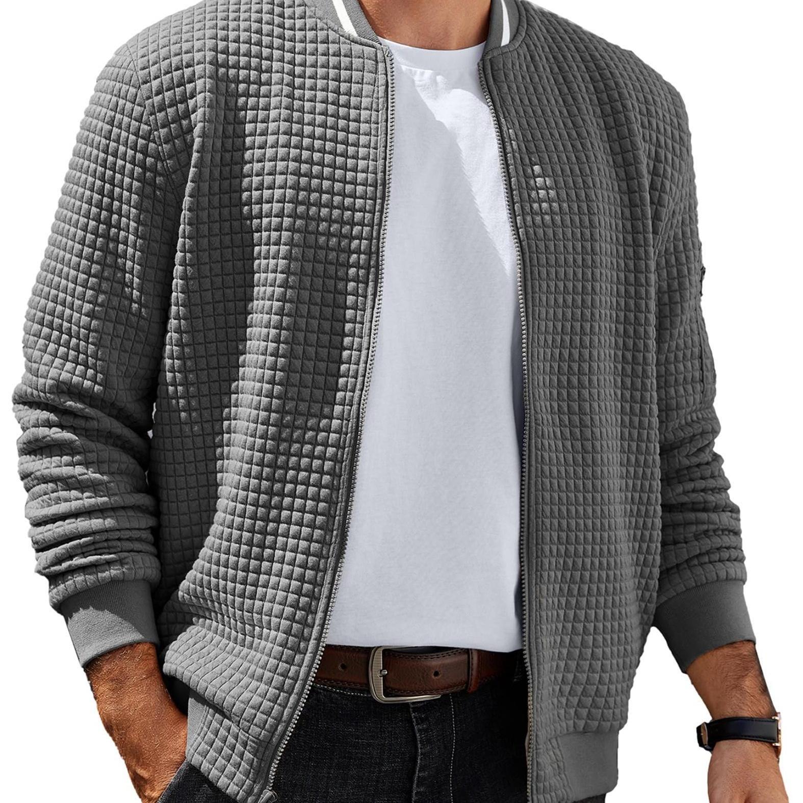 ELESOL Waffle Knit Bomber Jacket