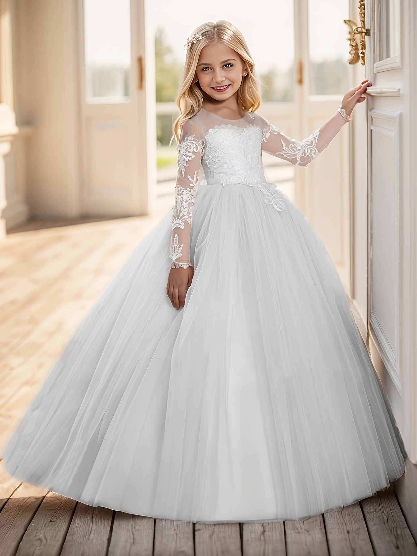 Elegant Flower Girl Lace Gown