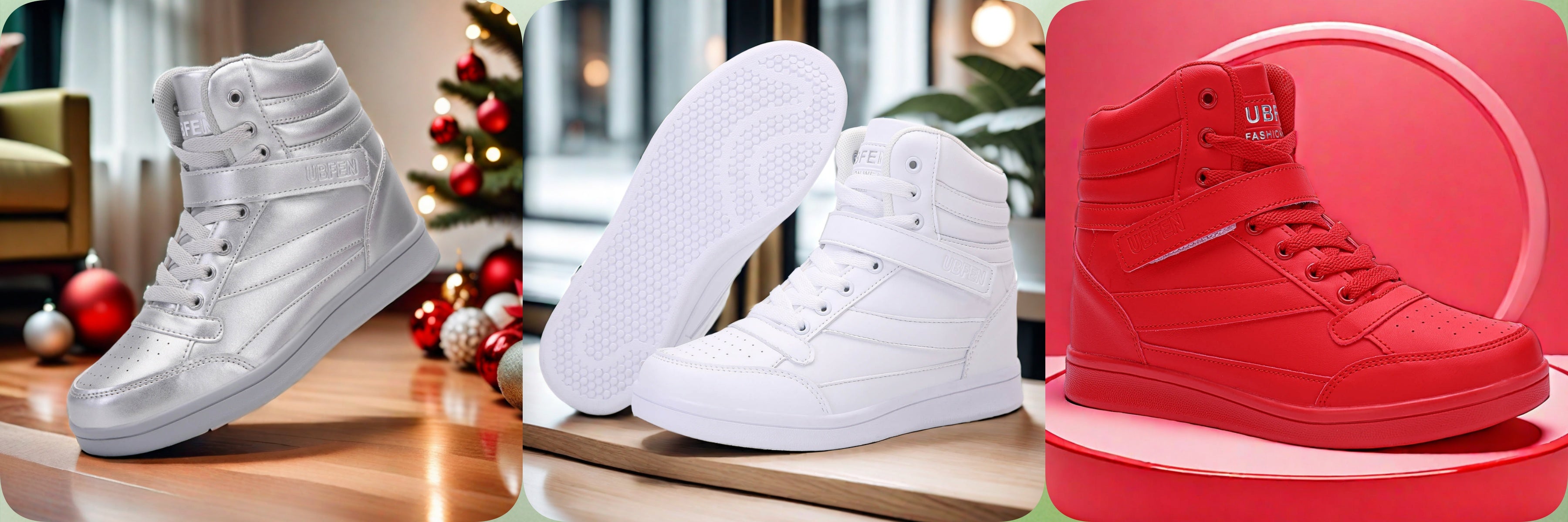 Women’s Retro High-Top Sneakers with Hidden Wedge Heel
