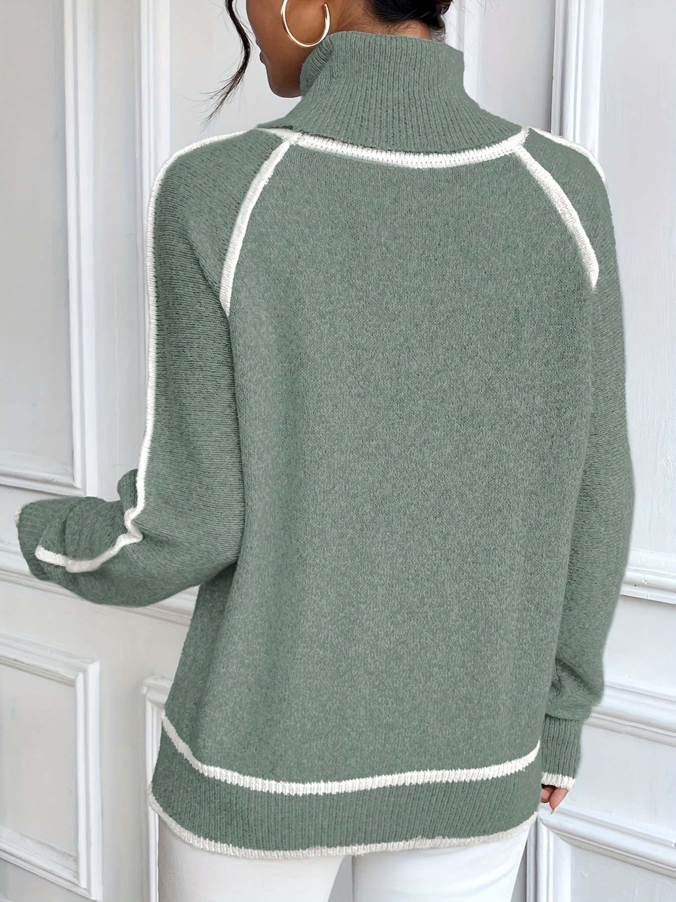 Color Block Ribbed Winter Pullover