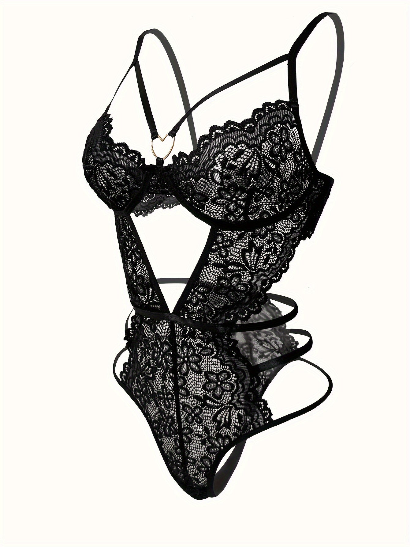 Women Floral Lace Teddy Bodysuit