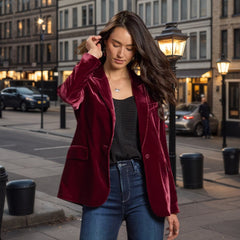 Women’s Golden Velvet Single-Button Blazer Jacket