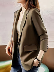 Notched Lapel Woven Blazer
