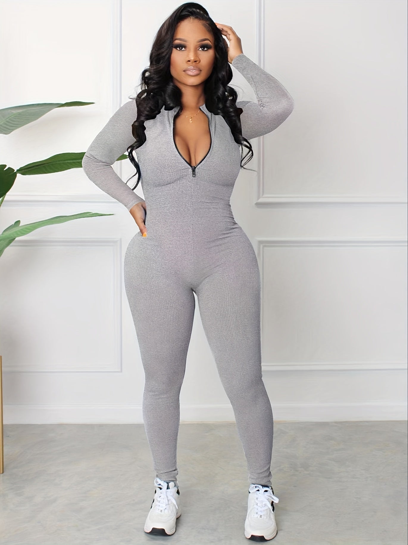 Women Zip-Front Slim Fit Jumpsuit