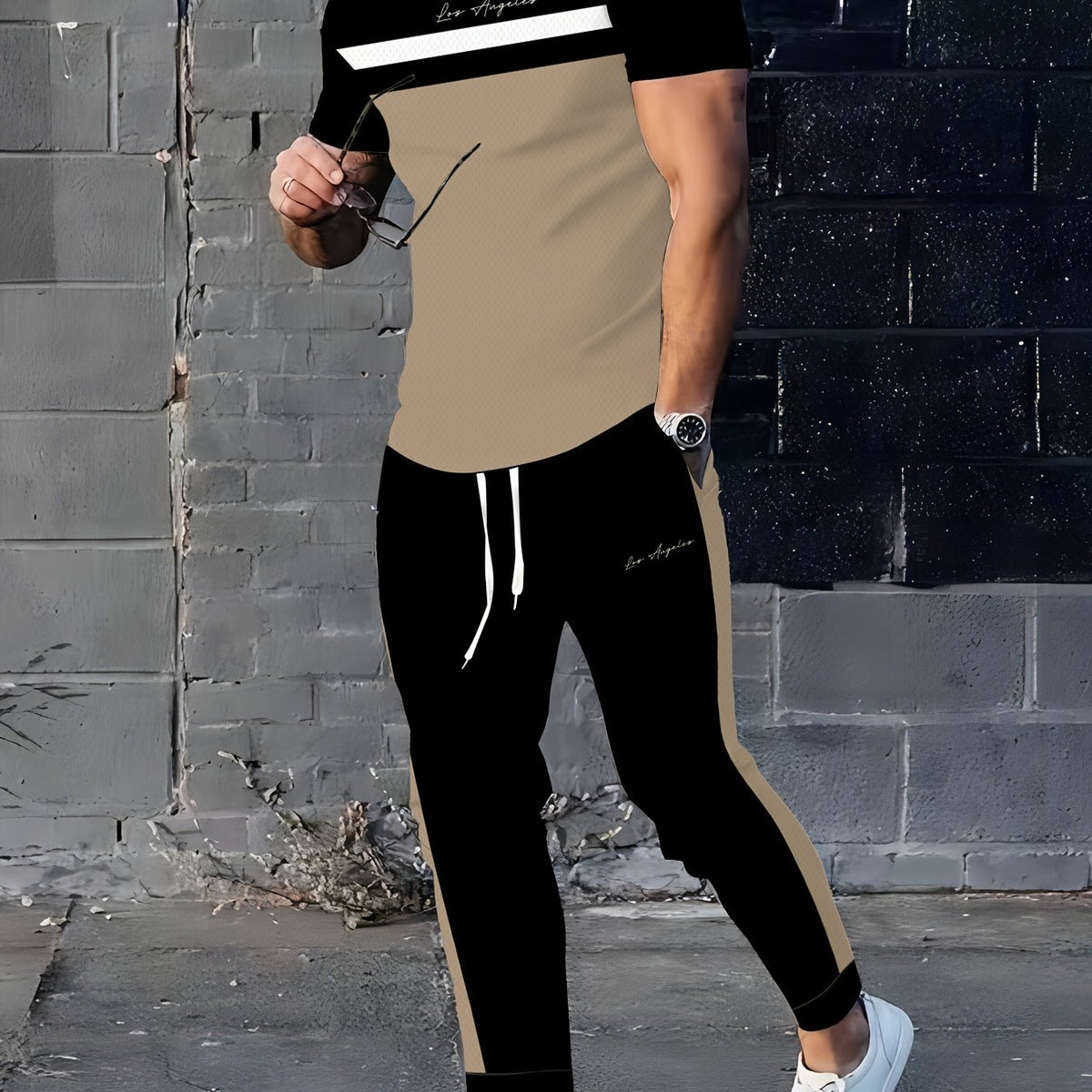 Men’s Casual 2-Piece Printed T-Shirt & Pants Set