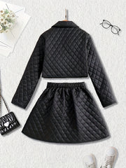 Girls’ Winter Jacket & Mini Skirt Set