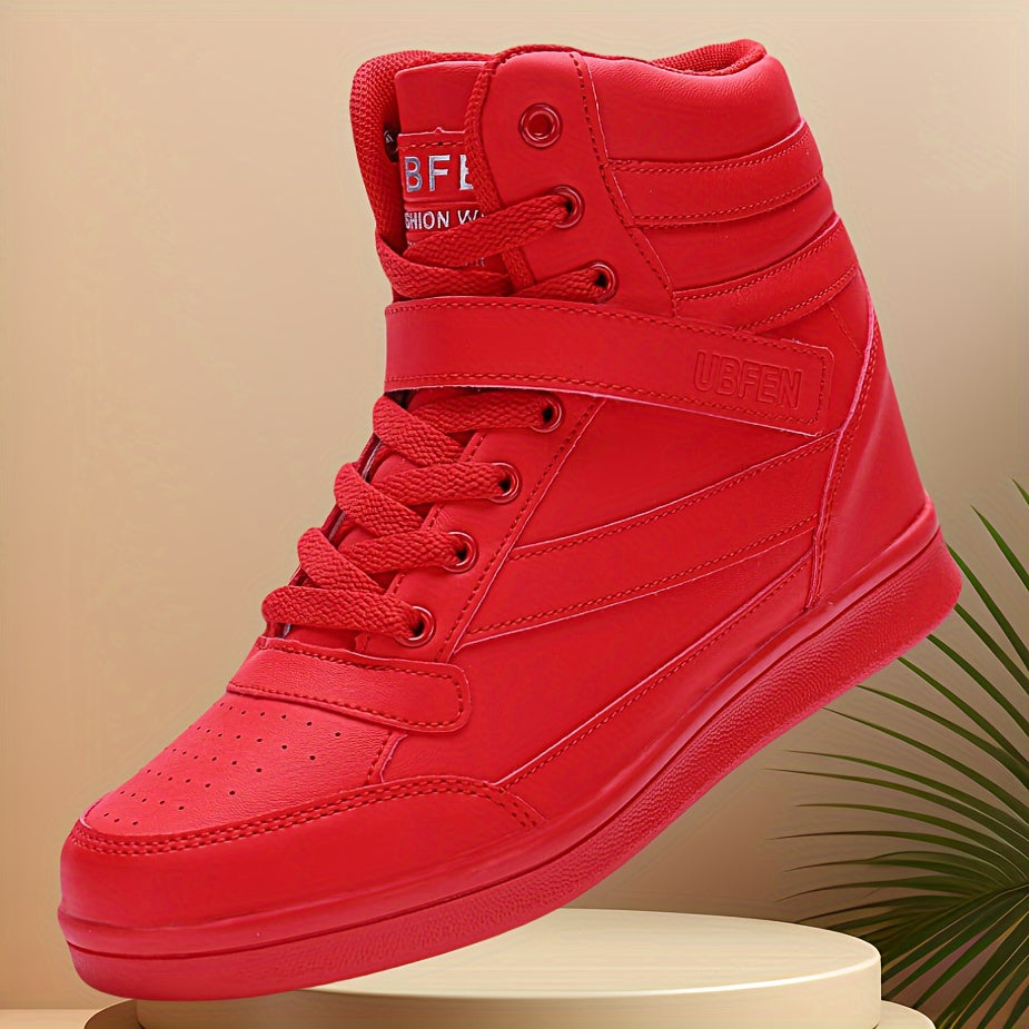 Women’s Retro High-Top Sneakers with Hidden Wedge Heel