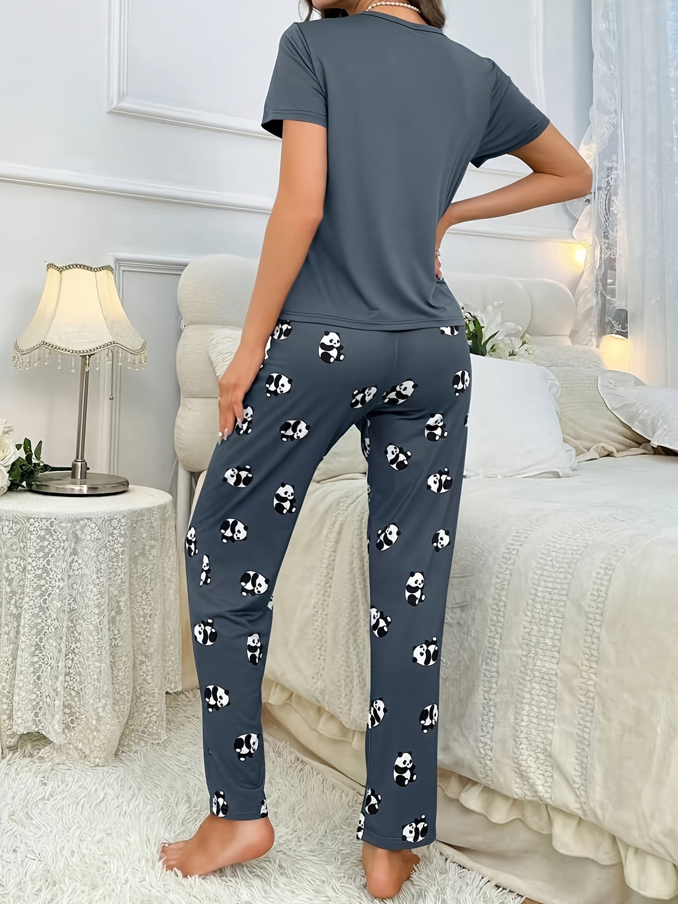 Women Panda Print Pajama Set