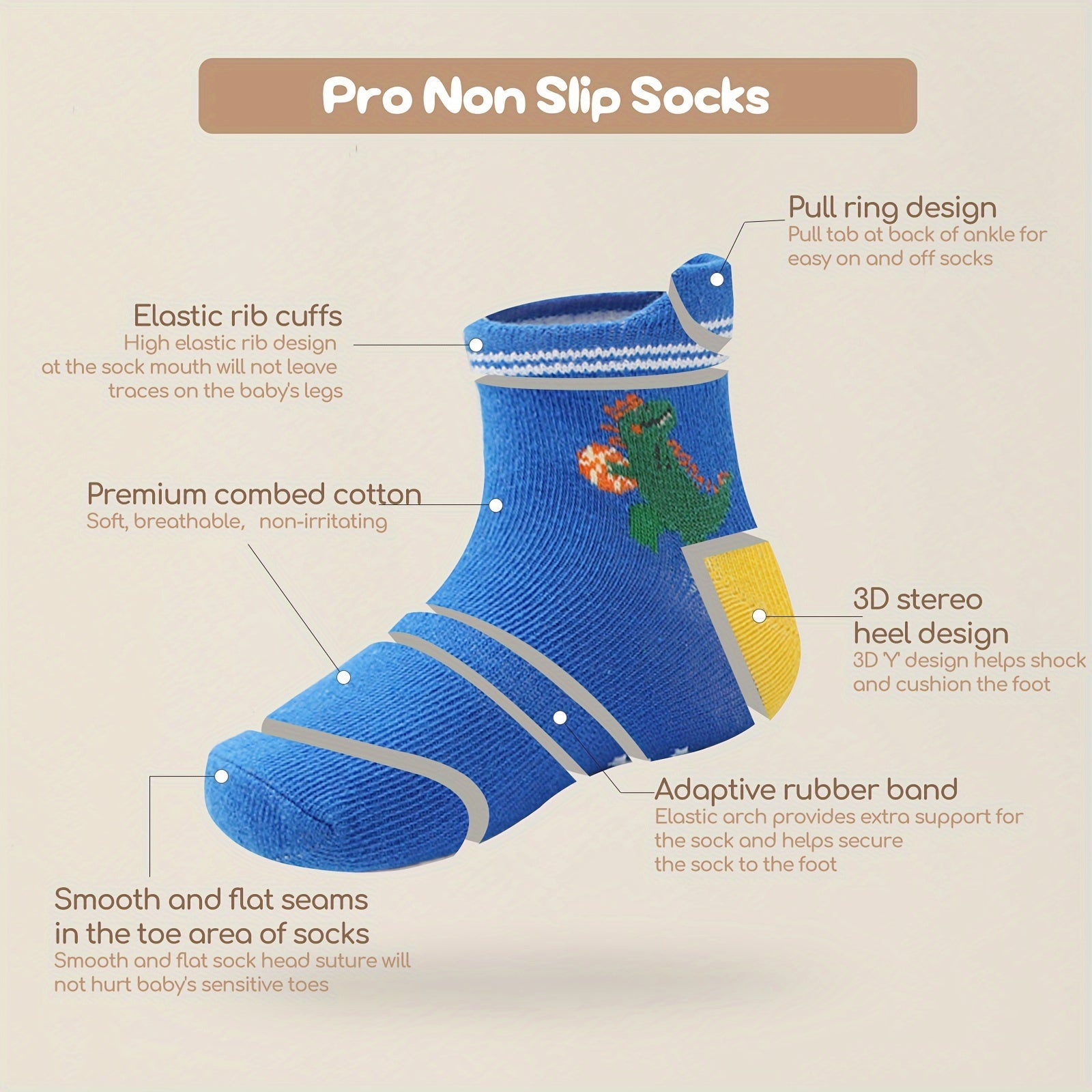 Non Slip Cotton Baby Ankle Socks