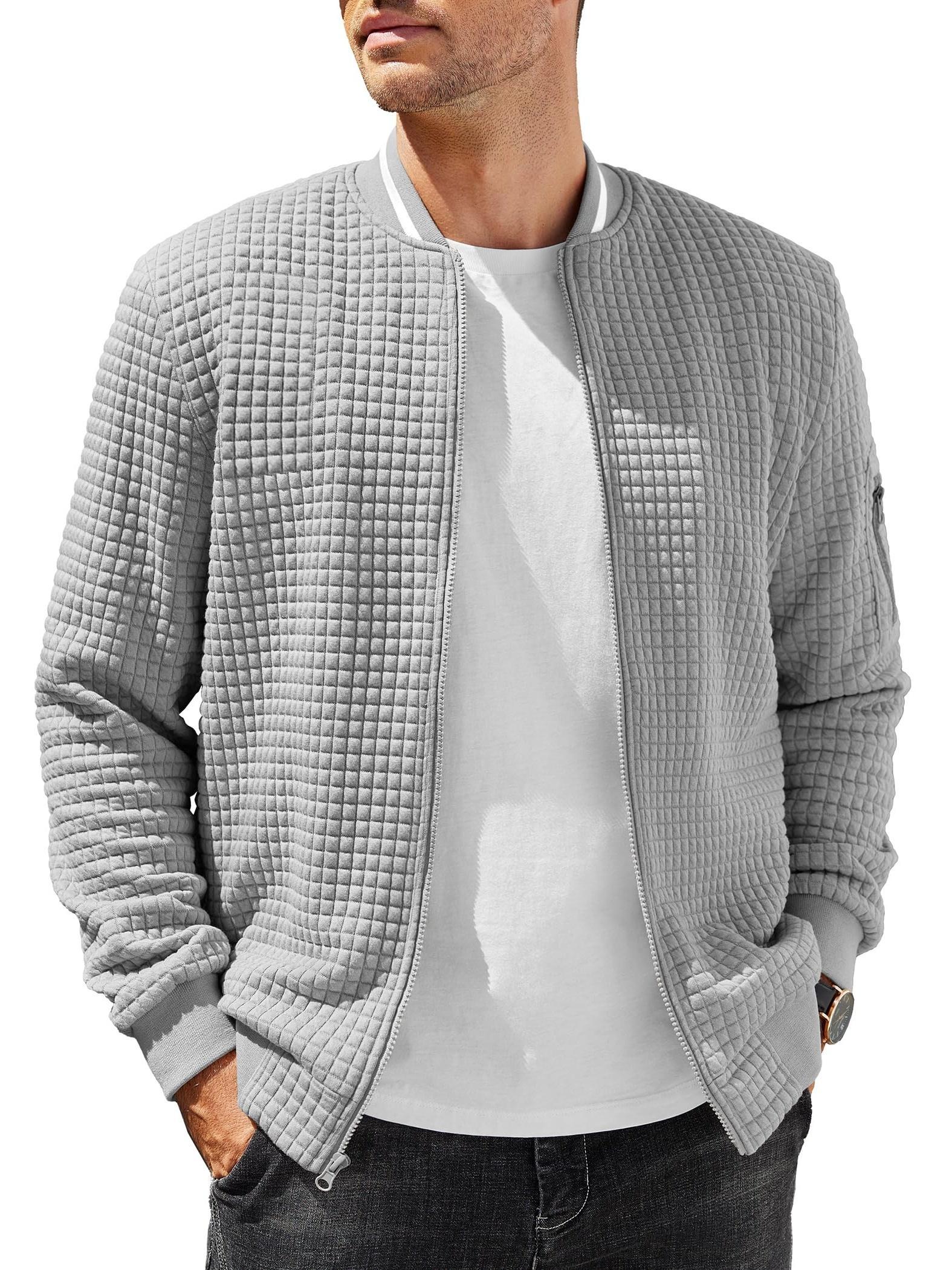 ELESOL Waffle Knit Bomber Jacket