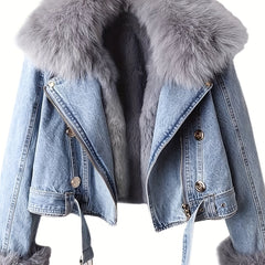 Women’s Short Faux Fur Cowboy Jacket