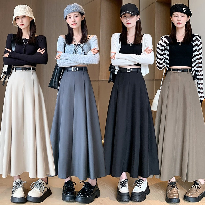 Elegant Skirts for Women Korean Style Long Skirt Female Black Pleated Midi Skirt Women's Clothing Office Lady Skirts Outfits New