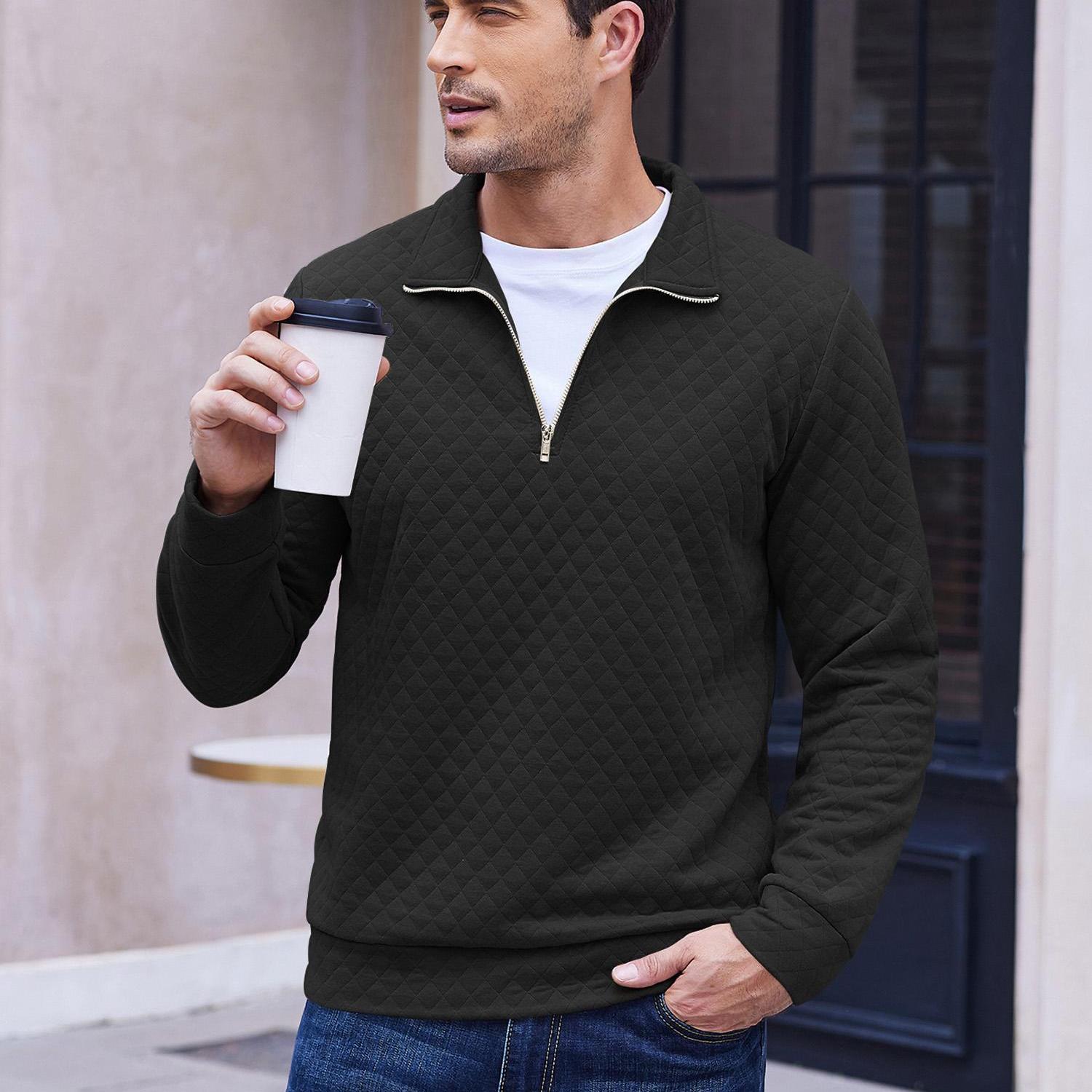 Zip Jacquard Knit Pullover