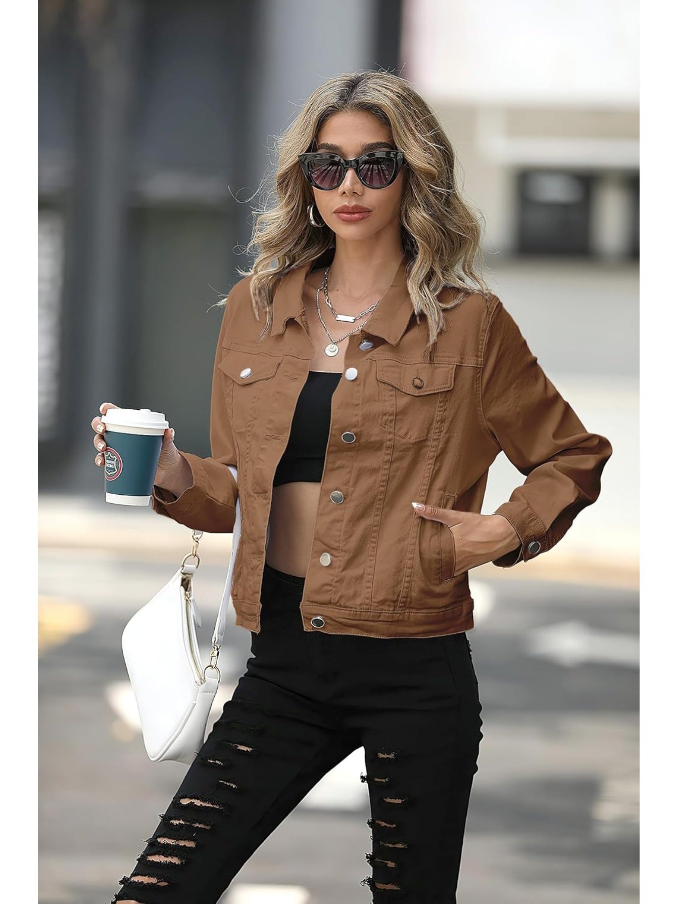 Women’s Vintage Brown Denim Button Jacket