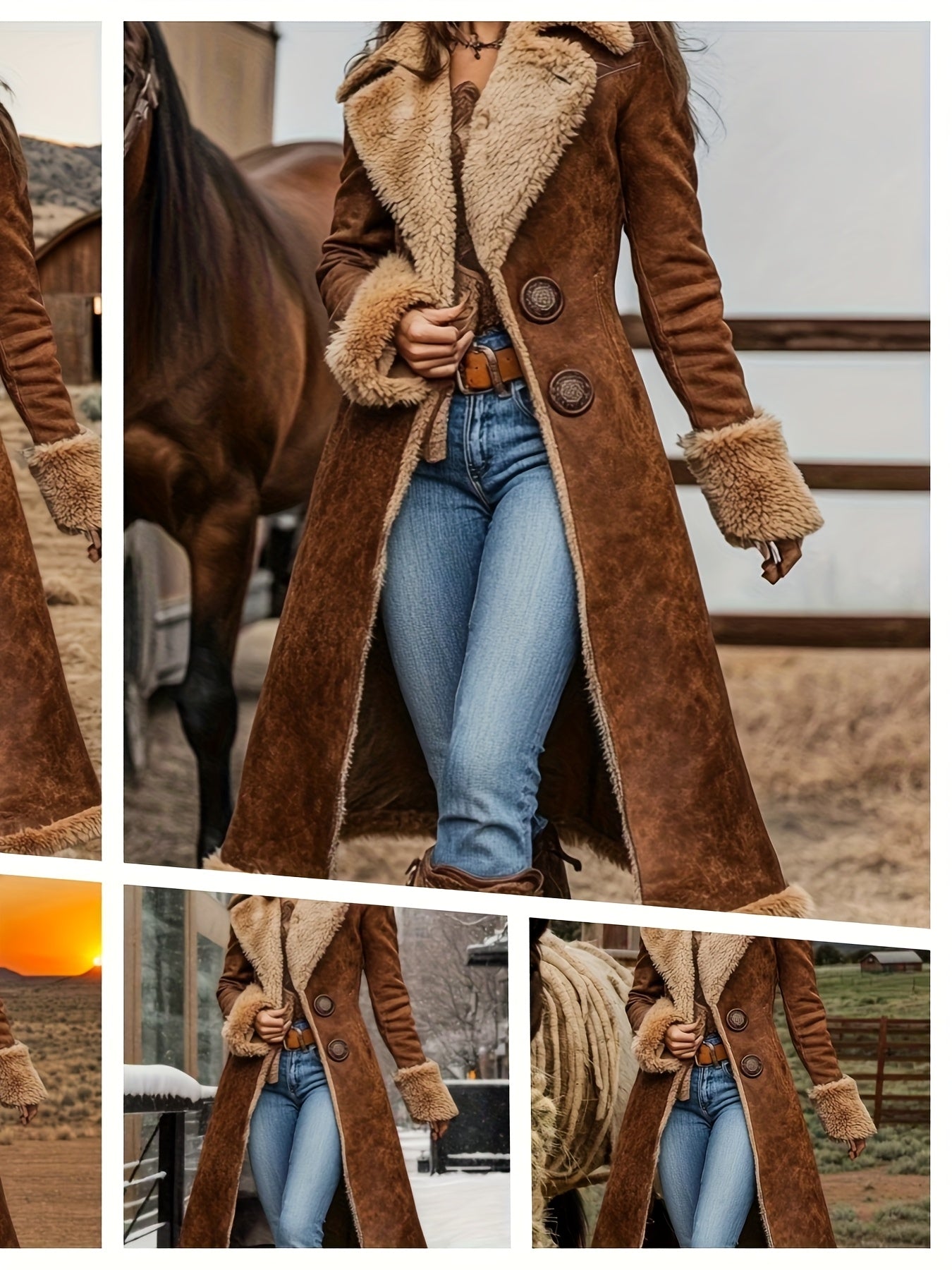 Women’s Vintage Plush Long Trench Coat