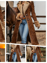 Women’s Vintage Plush Long Trench Coat