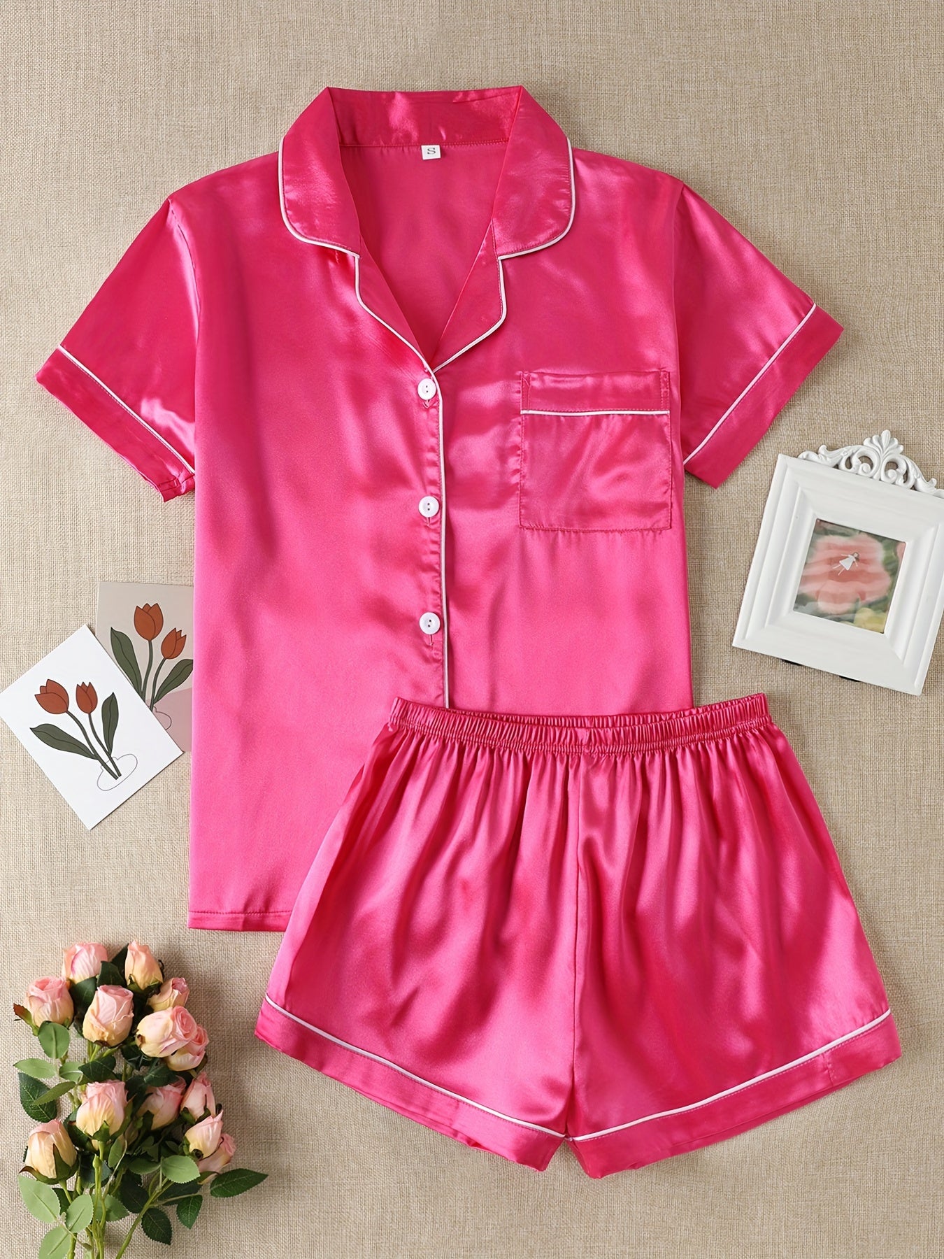 Women Satin Short Pajama Set