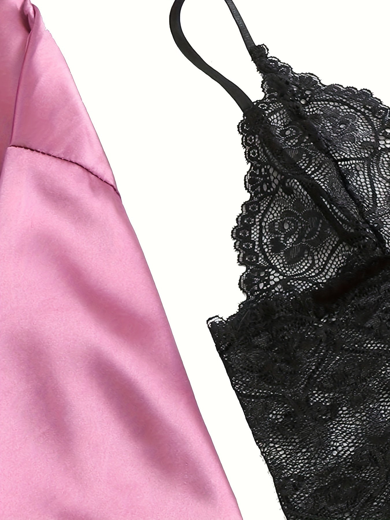 Plus Size Lace Suspender Nightwear Set