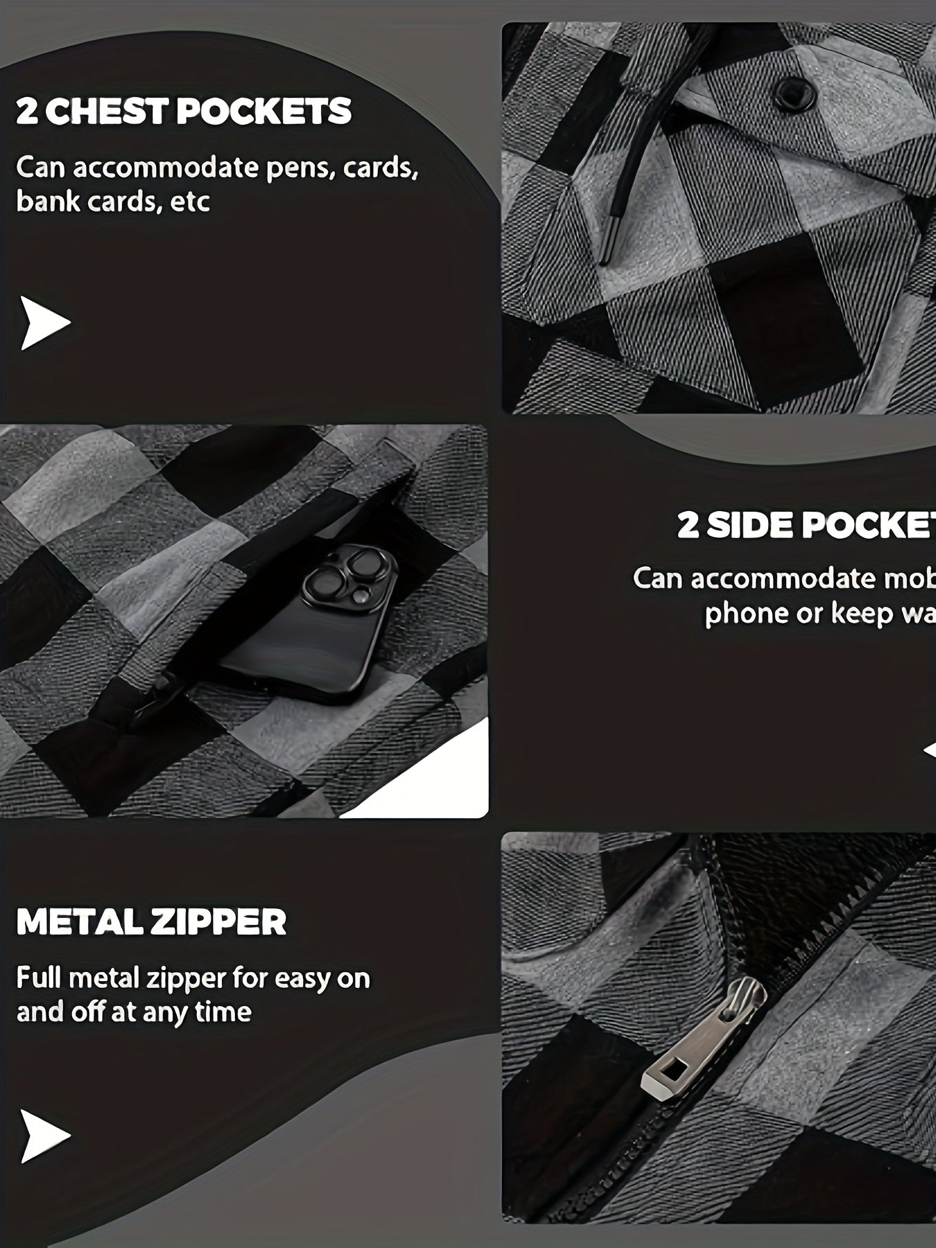 Men’s Heavyweight Plaid Hooded Winter Jacket – 2-Piece Set