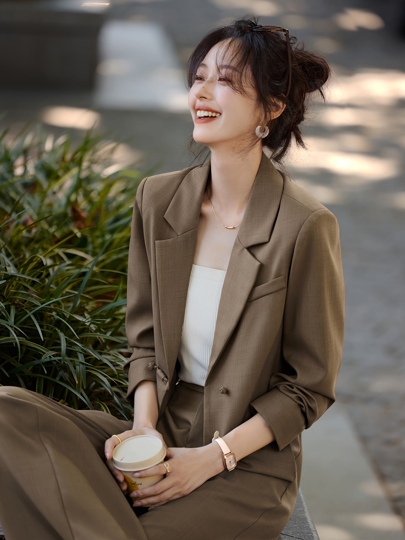 Modern Lapel Pantsuit Set Womens