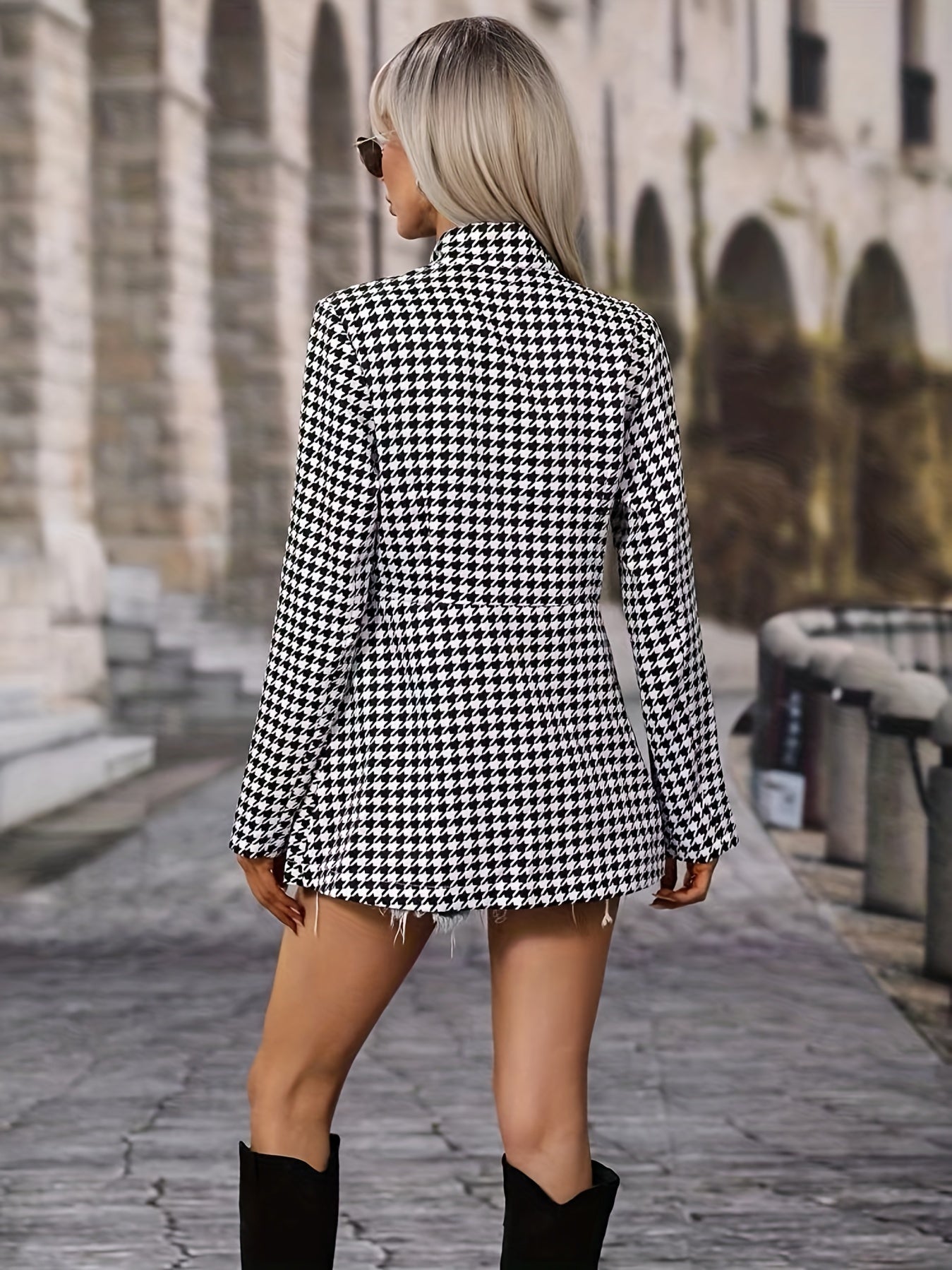 Houndstooth Open Blazer